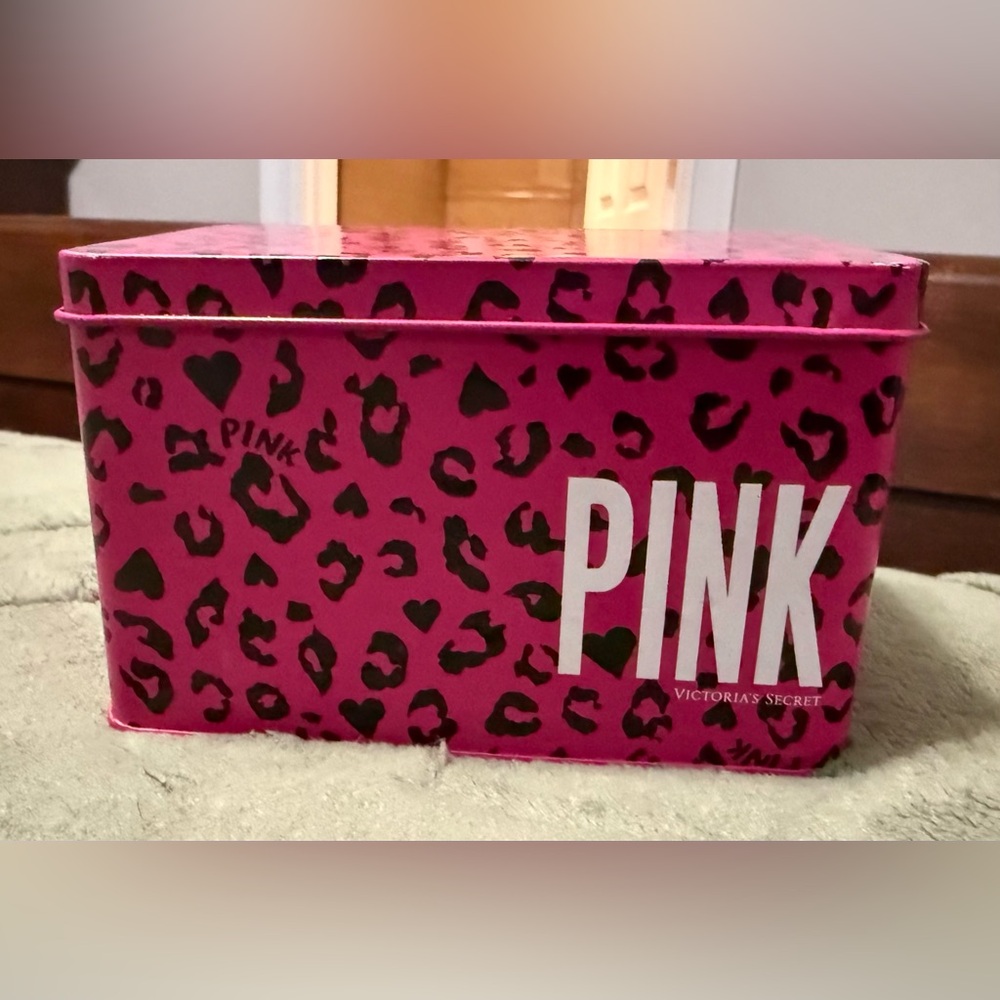 Victoria's Secret PINK Hot Pink Leopard Print Tin